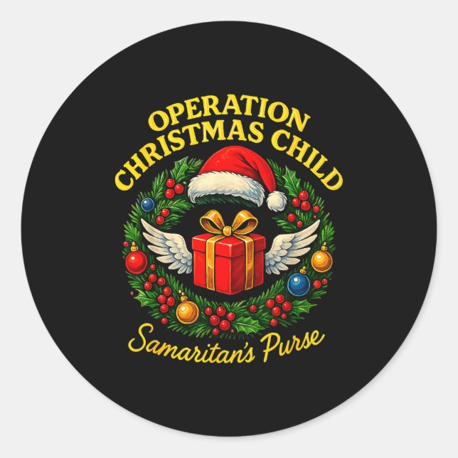 Pegatina Redonda Operation Christmas Child Samaritan’s Purse Xmas D (Anverso)
