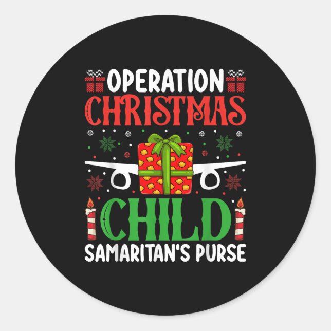 Pegatina Redonda Operation Christmas Child Samaritan's Purse Chirst (Anverso)