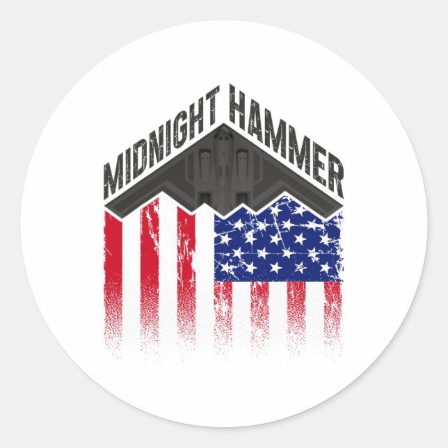 Pegatina Redonda Operation Midnight Hammer - Usa Flag Midnight Hamm (Anverso)