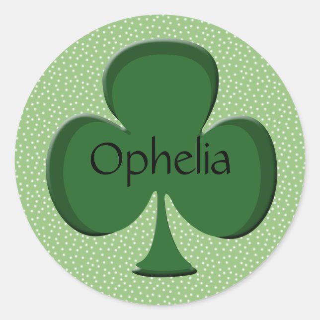 Pegatina Redonda Ophelia Pegatinas irlandeses de Shamrock personali (Anverso)