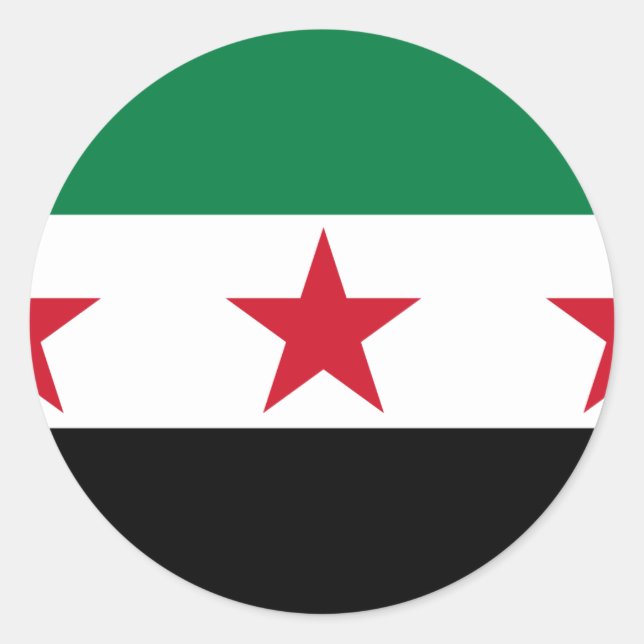 Pegatina Redonda oposición siria (Anverso)