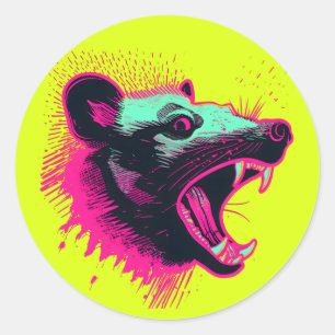 Pegatina Redonda Opossum gritando