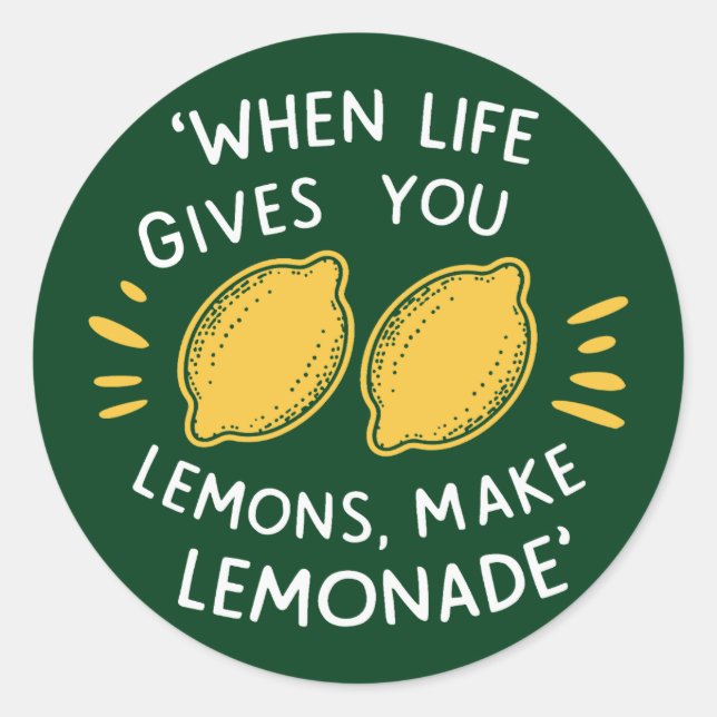 Pegatina Redonda Optimismo de limonada, limones de verano (Anverso)