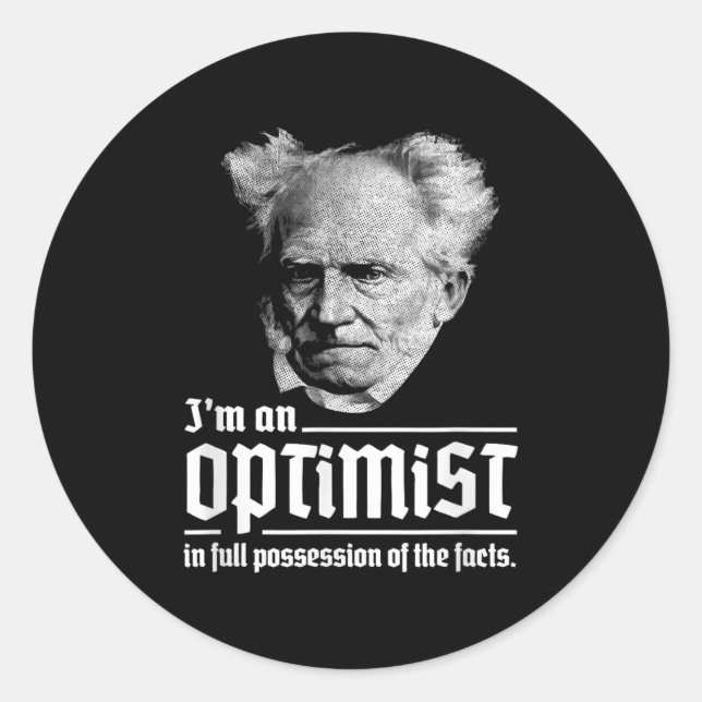 Pegatina Redonda Optimista Arthur Schopenhauer Pessimism P (Anverso)