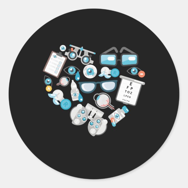 Pegatina Redonda Optometría Futuro Optometrista Asistente Óptico Oj (Anverso)