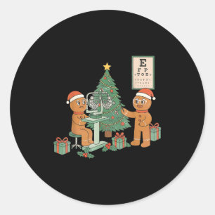 Pegatina Redonda Optometría Pan de Jengibre Navidad Óptico Vista Es