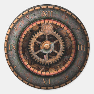 Pegatina Redonda Opus Posh Steampunk Gears