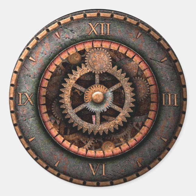 Pegatina Redonda Opus Posh Steampunk Gears (Anverso)