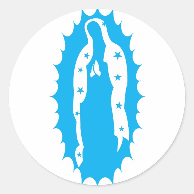 Pegatina Redonda Or Lady Guadalupe Modern Aqua (Anverso)