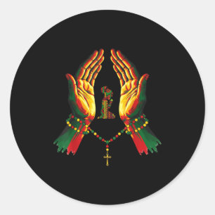 Pegatina Redonda Oración de fe negra Herencia africana cristiana Bl