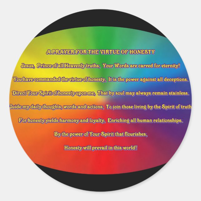 Pegatina Redonda Oración de honestidad (Anverso)