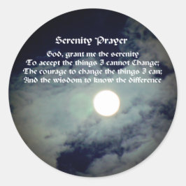 Pegatina Redonda Oración de serenidad Luna llena Inspirador