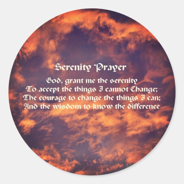 Pegatina Redonda Oración de Serenity Nubes Sky Inspiradoras (Anverso)