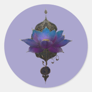 PEGATINA REDONDA ORÁCULO VIOLETA EMBLEMA MÍSTICO DEL LOTUS