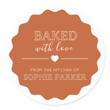Orange Baked With Love From Scallop Label Sticker