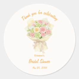 Pegatina Redonda orange bouquet Bridal Shower