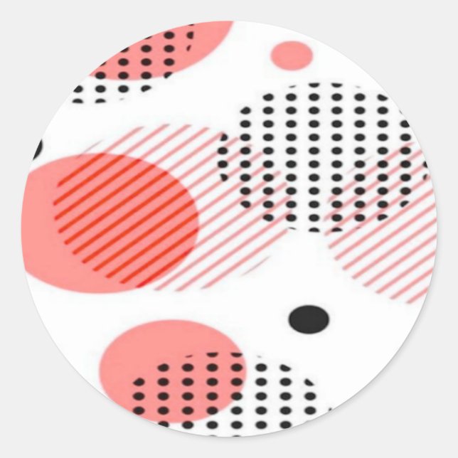 Pegatina Redonda Orange Circles with Black Polka Dots pattern (Anverso)
