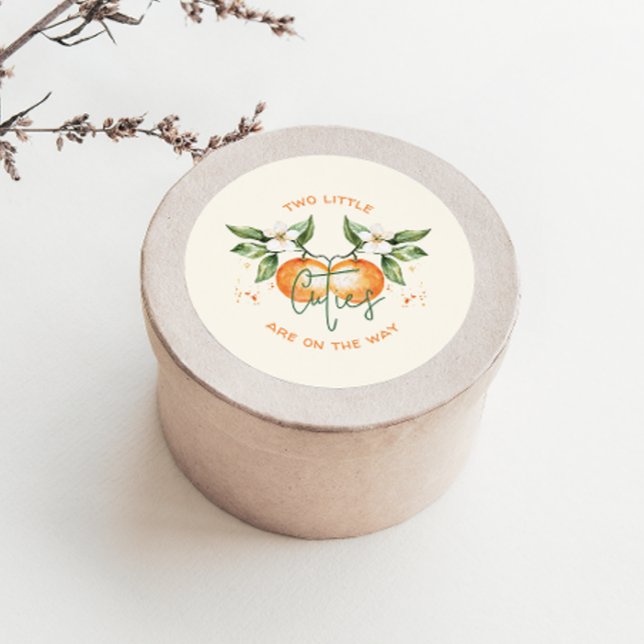 Pegatina Redonda Orange Citrus Two Little Cuties Baby Shower Favor (Subido por el creador)