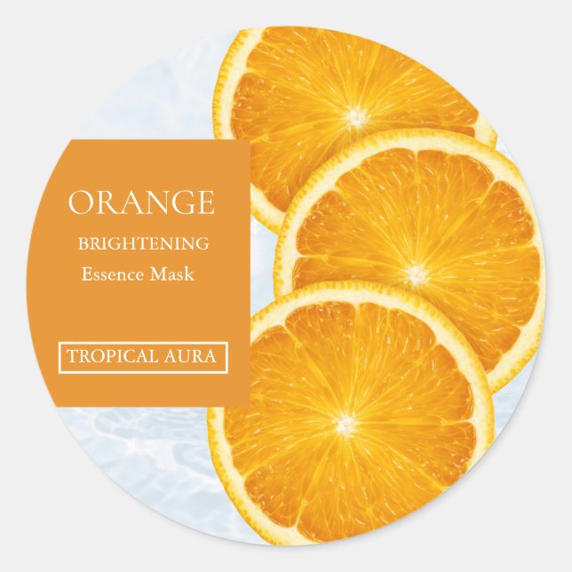 Pegatina Redonda Orange Facial Mask Label (Anverso)