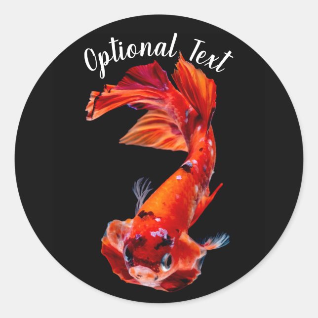 Pegatina Redonda Orange Koi Betta Fighting Fish (Anverso)