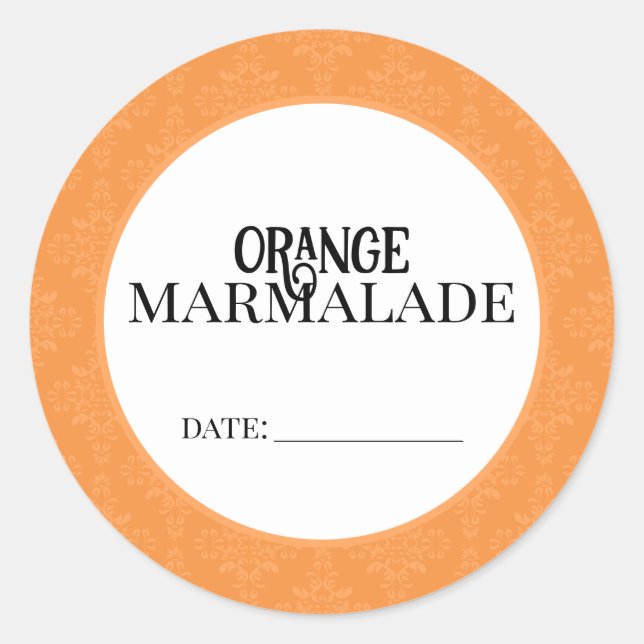 Pegatina Redonda Orange Marmalade Canning Lid Labels (Anverso)