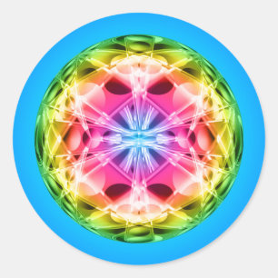 Pegatina Redonda Orb arcoiris Mandala