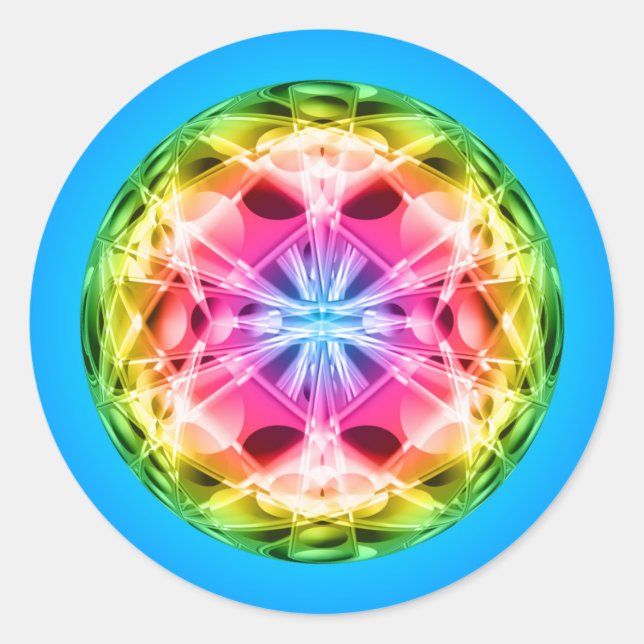 Pegatina Redonda Orb arcoiris Mandala (Anverso)