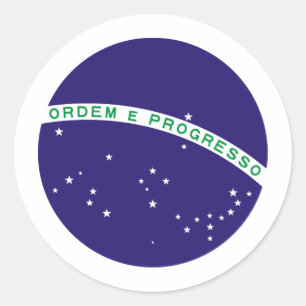 Pegatina Redonda Orbe del centro de la bandera del Brasil