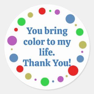 Pegatina Redonda Orbitas Coloridas Personalizadas Gracias