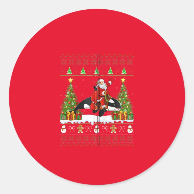 Pegatina Redonda orca christmas pajama (Anverso)