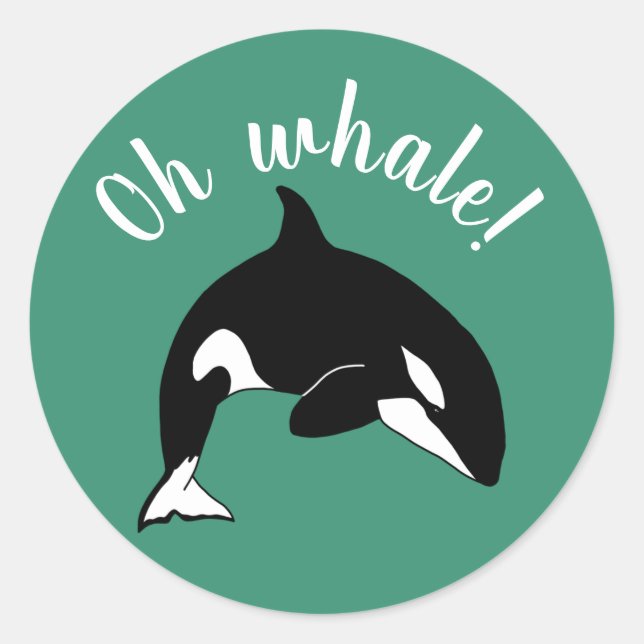 Pegatina Redonda ¡Orca Killer Whale! (Anverso)