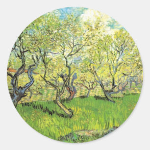 Pegatina Redonda Orchard en Blossom Vincent van Gogh