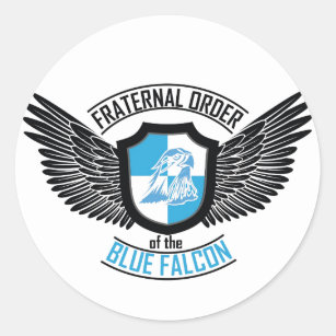 Pegatina Redonda Orden fraternal del halcón azul, halcón azul