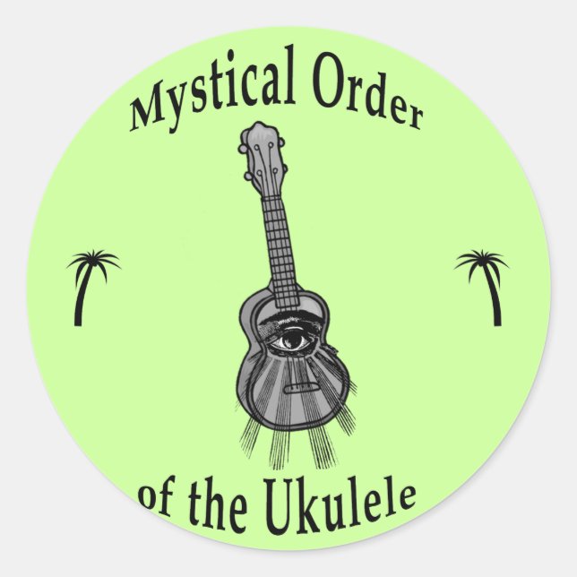 Pegatina Redonda Orden mística del Ukulele (Anverso)