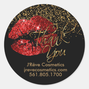 Pegatina Redonda Orden personalizado - Palo de labios rojo Purpurin