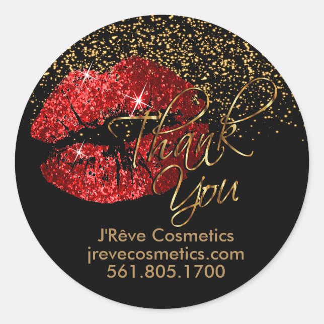 Pegatina Redonda Orden personalizado - Palo de labios rojo Purpurin (Anverso)