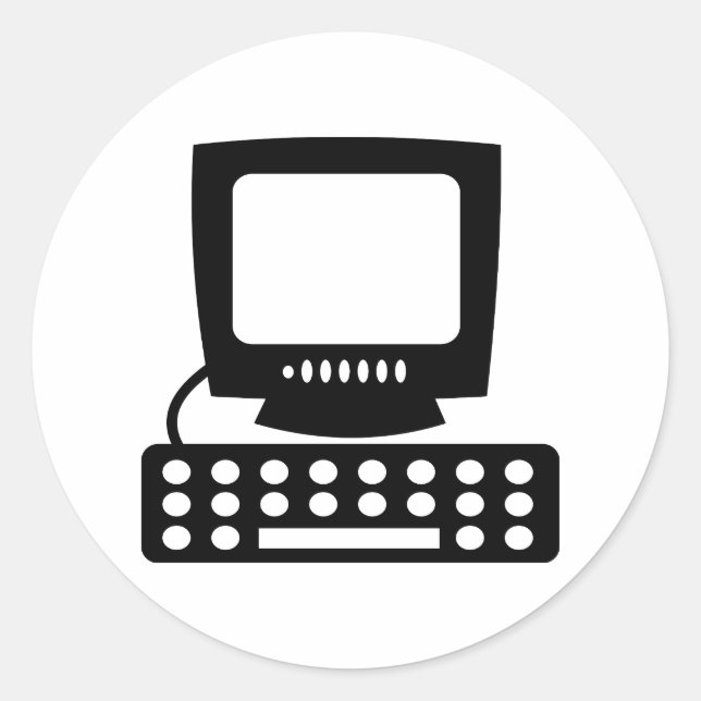 Pegatina Redonda Ordenador (Anverso)