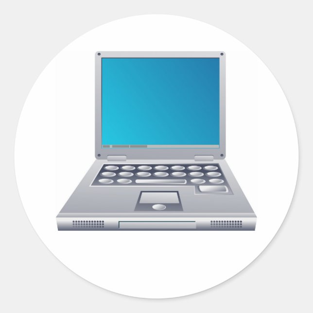Pegatina Redonda Ordenador portátil (Anverso)