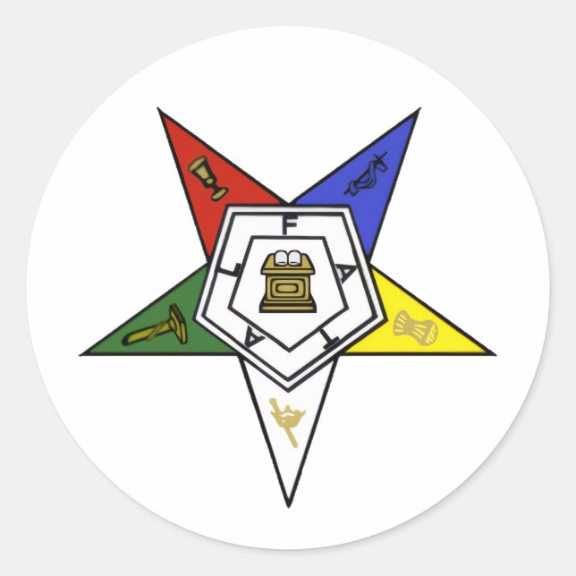 Pegatina Redonda Order of the Eastern Star Emblem (Anverso)