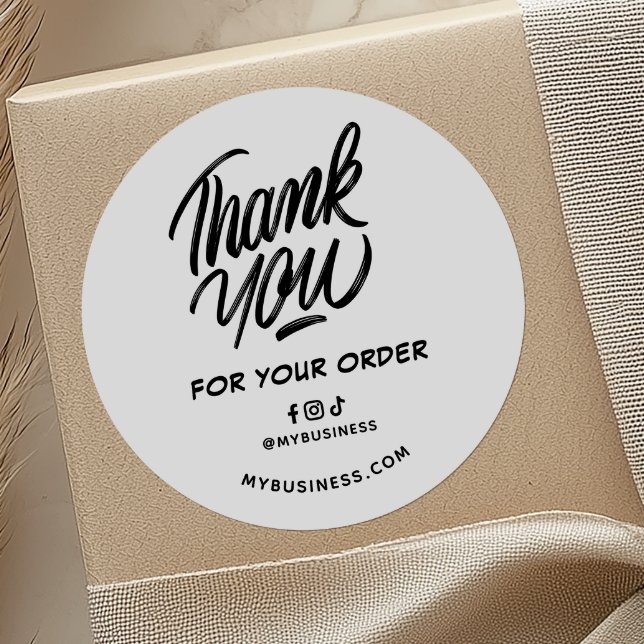 Pegatina Redonda Order Thank You Web Address & Socials Business (Subido por el creador)