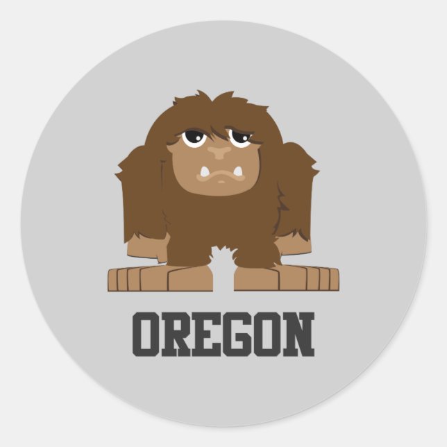 Pegatina Redonda Oregon Bigfoot (Anverso)