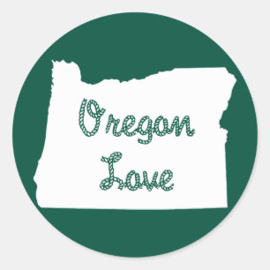 Pegatina Redonda Oregon LOVE Rope White