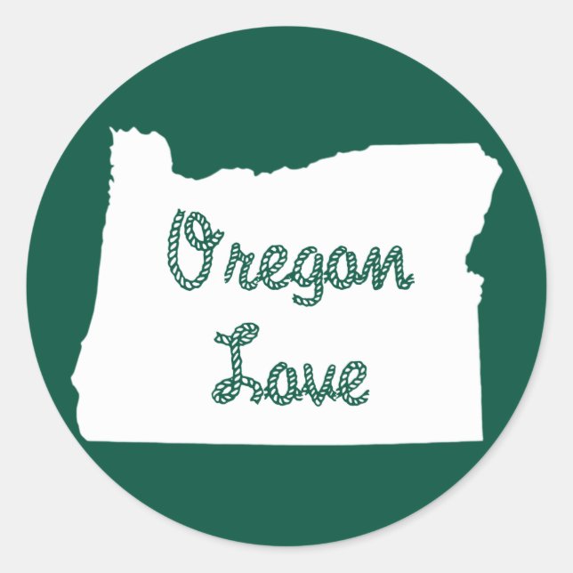 Pegatina Redonda Oregon LOVE Rope White (Anverso)