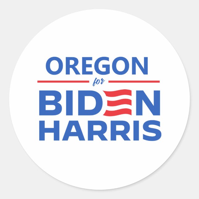 Pegatina Redonda Oregon para Biden Harris (Anverso)