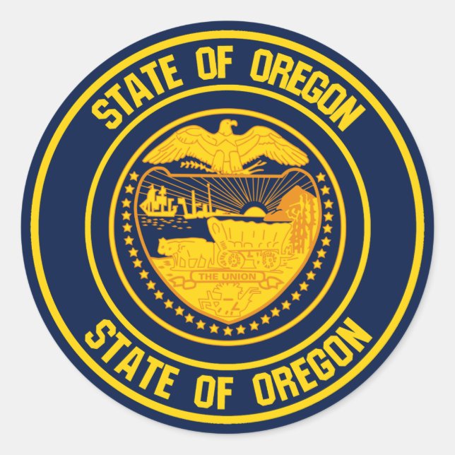 Pegatina Redonda Oregon Round Emblem (Anverso)