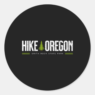 Pegatina Redonda Oregon Smith Rock State Park Hike Tree Retro Graph
