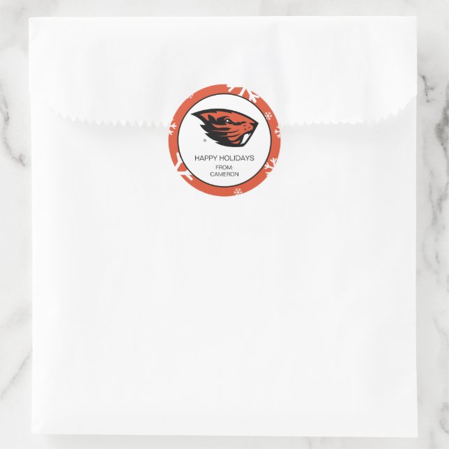 Pegatina Redonda Oregon State Beavers | Cabeza de castor (Bolso)