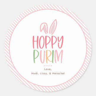Pegatina Redonda Orejas de conejo de Purim alegre