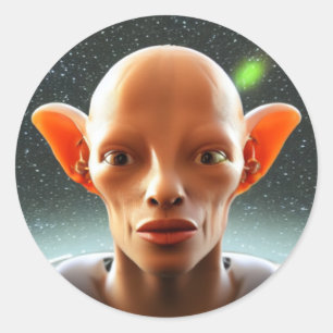 Pegatina Redonda Orejas grandes humanas como extranjeros en el espa