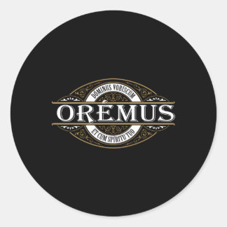 Pegatina Redonda Oremus Dominus Vobiscum Cat